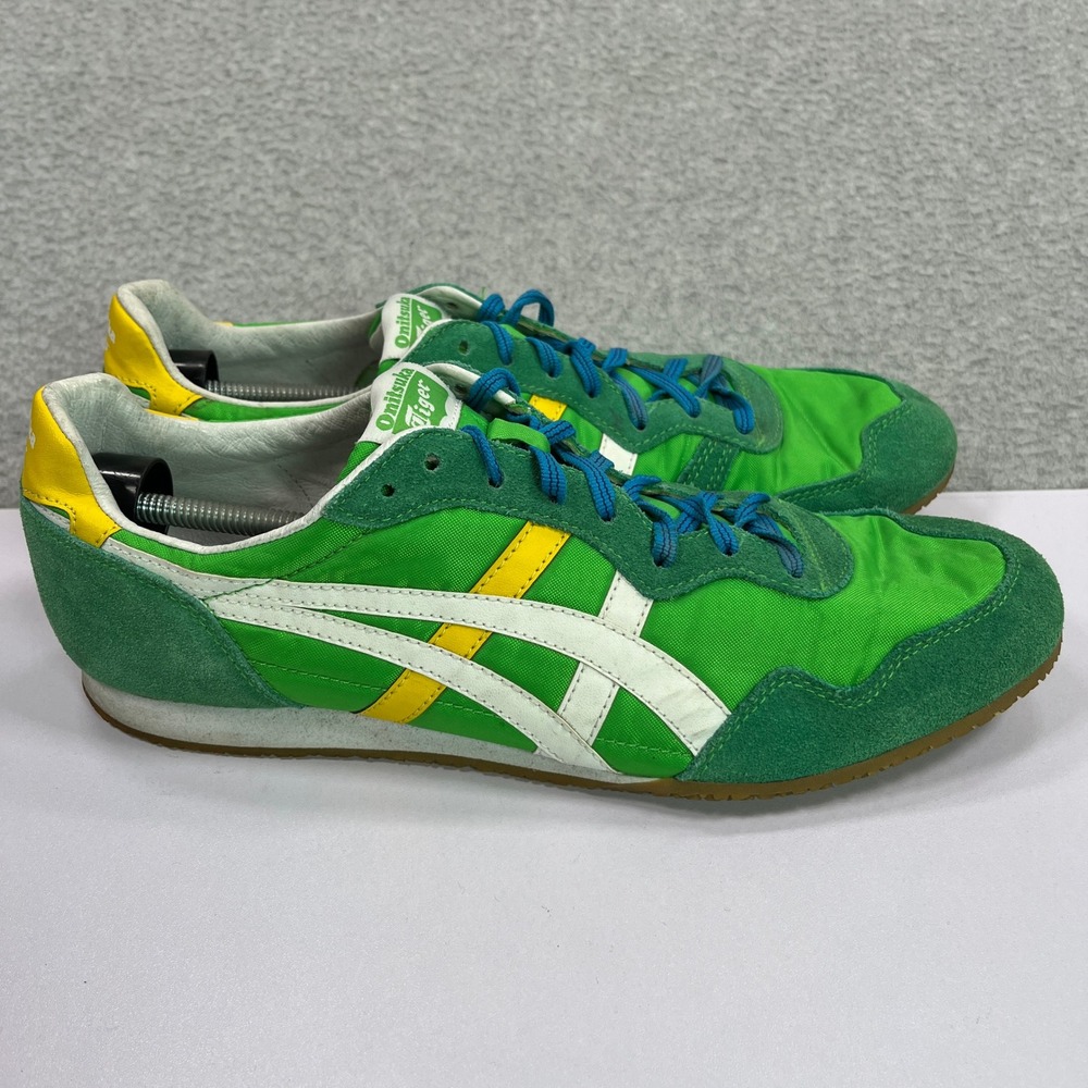 Onitsuka Tiger Serrano Shoes Mens 11 Green Yellow Retro Low Top Sneaker D109K